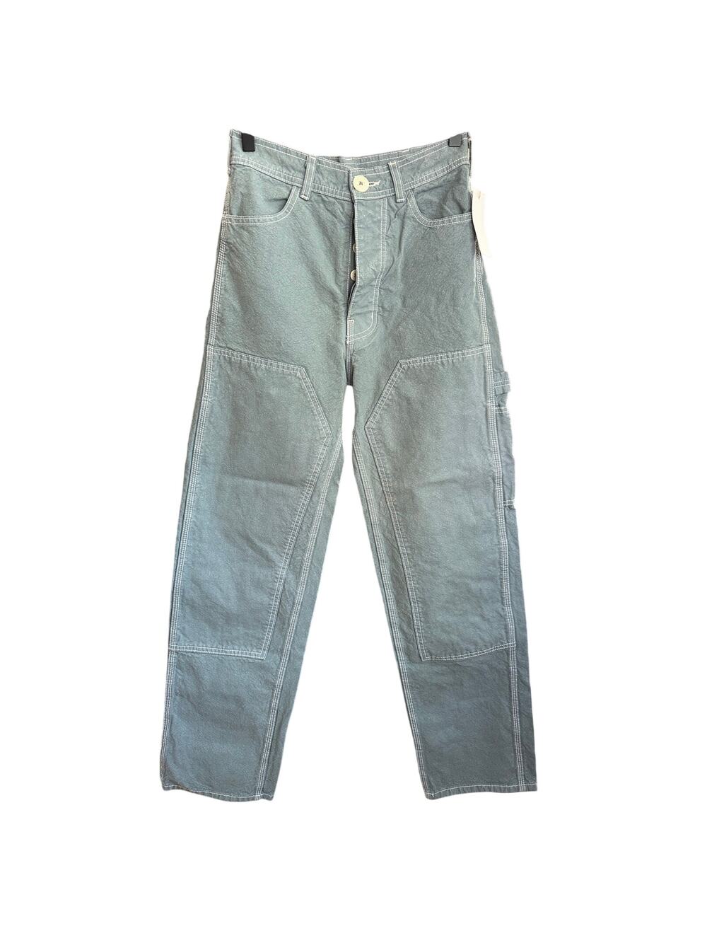 Jesse Kamm Patchfront Handy Pants Size 2 Minimal Effortless Shark Natural Stitch